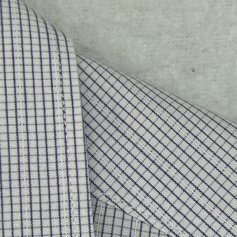JOHN VARVATOS Shirt Mens 17.5 34 35 Slim Fit Pincheck Dress Button Up White